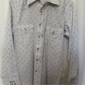 1970’s wrangler Single Stitch Pearl Snap Western Long Tail Shirt - 16 1/2